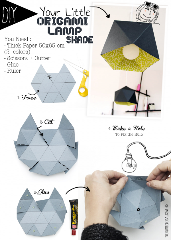 Lampe de papier fabriquée en origami diy