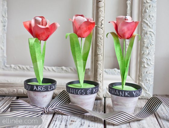 DIY 3 pots de tulipes en papier à imprimer