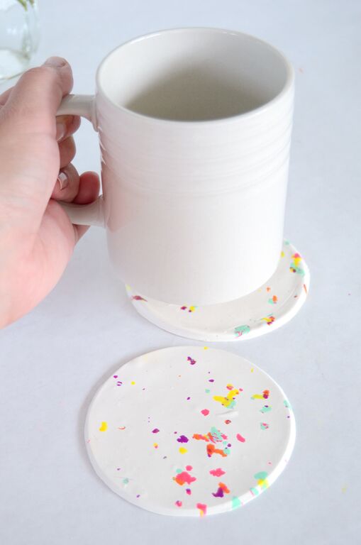 DIY Dessous de verre ou dessous de tasse confetti en pâte FIMO